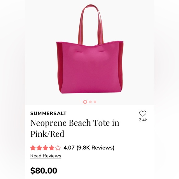 Summersalt Pink/Red Neoprene Tote Bag - Picture 3 of 5